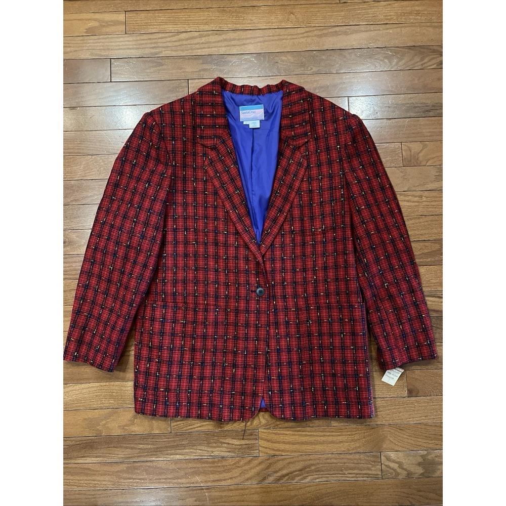 Vintage Santa Cruz Red Tweed Blazer Jacket Womens Size 5 Academia NWT Lazarus